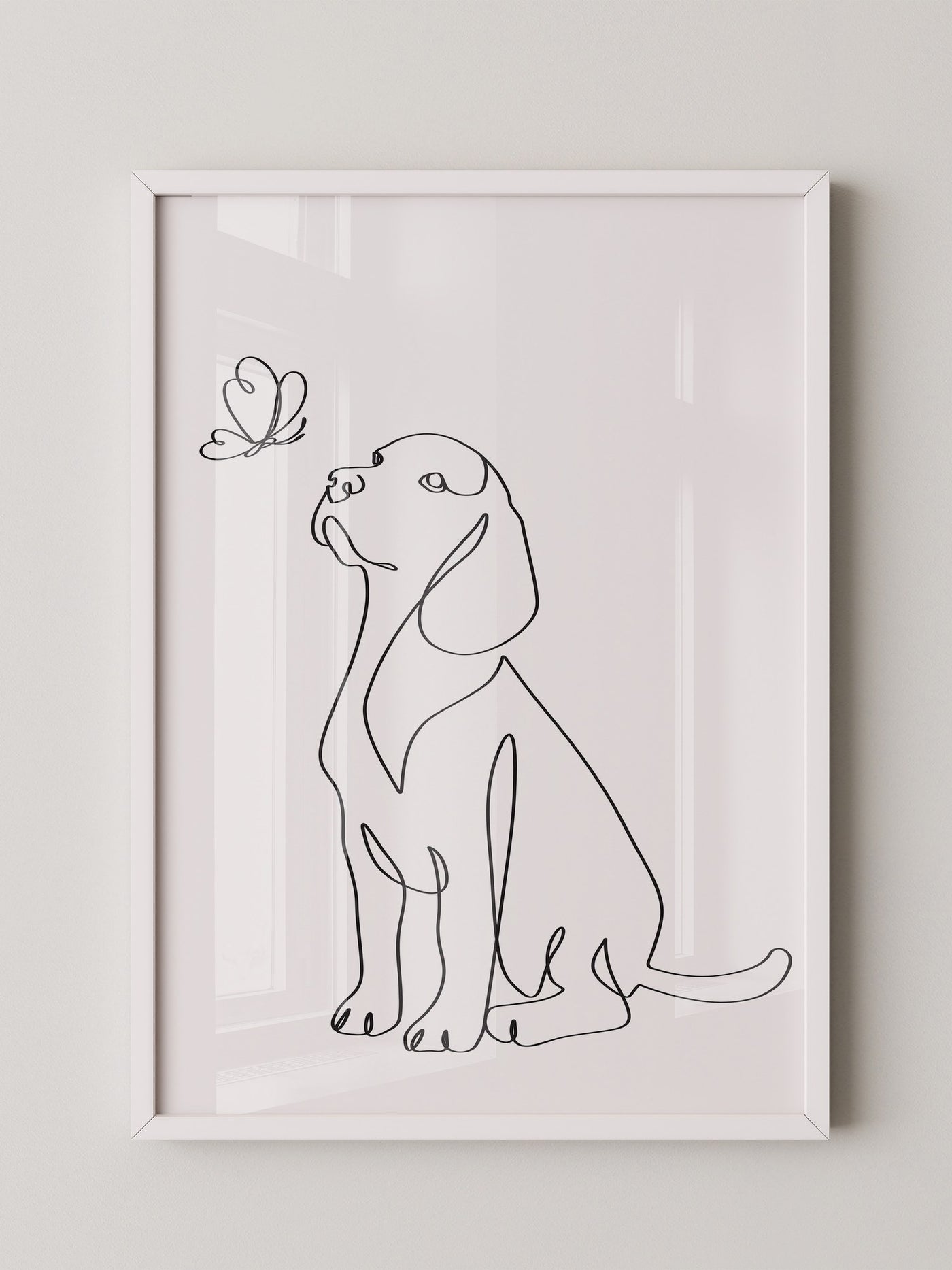 Hund Schmetterling Einlinienstil