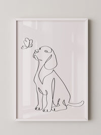 Hund Schmetterling Einlinienstil