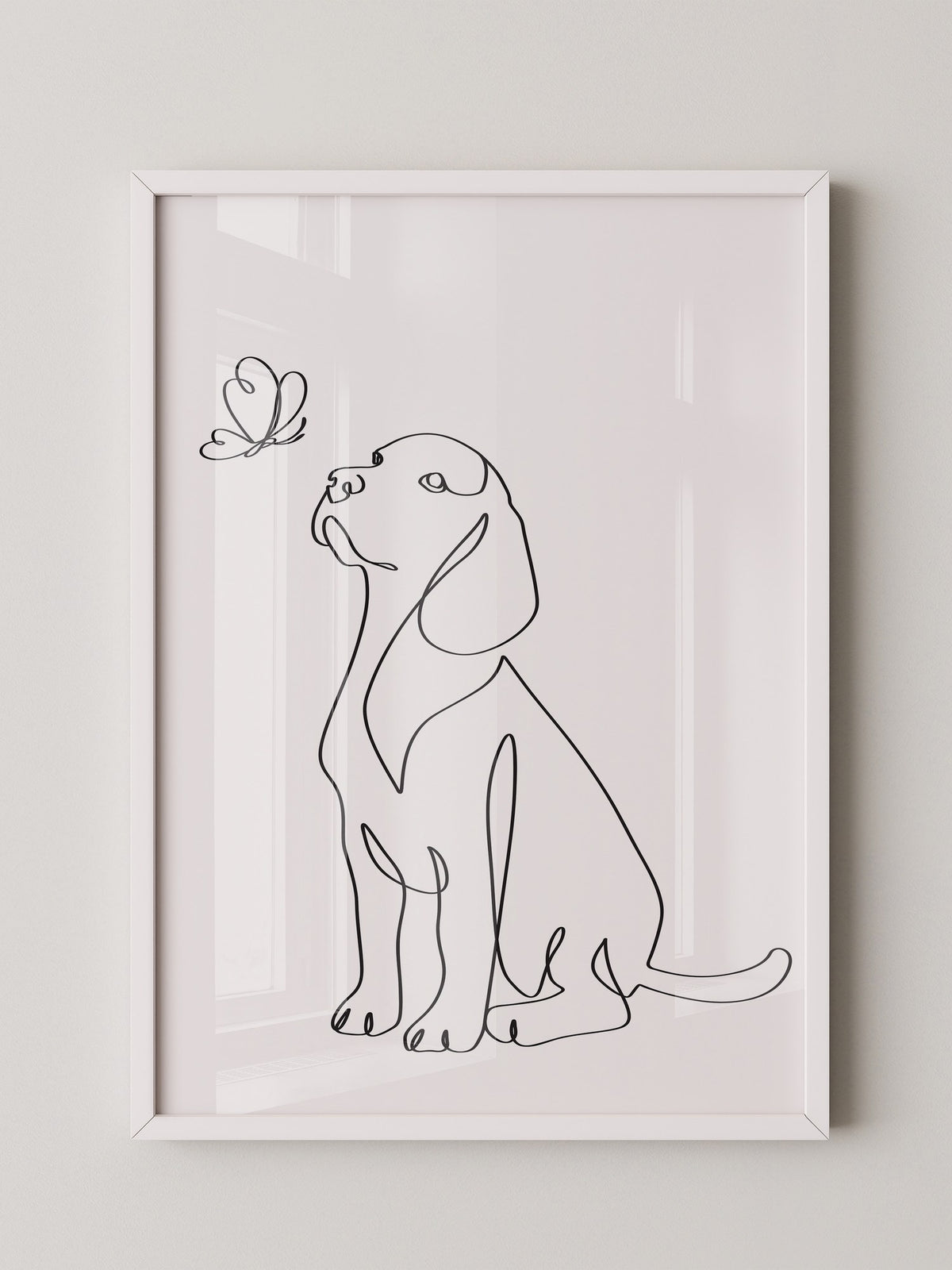 Hund Schmetterling Einlinienstil