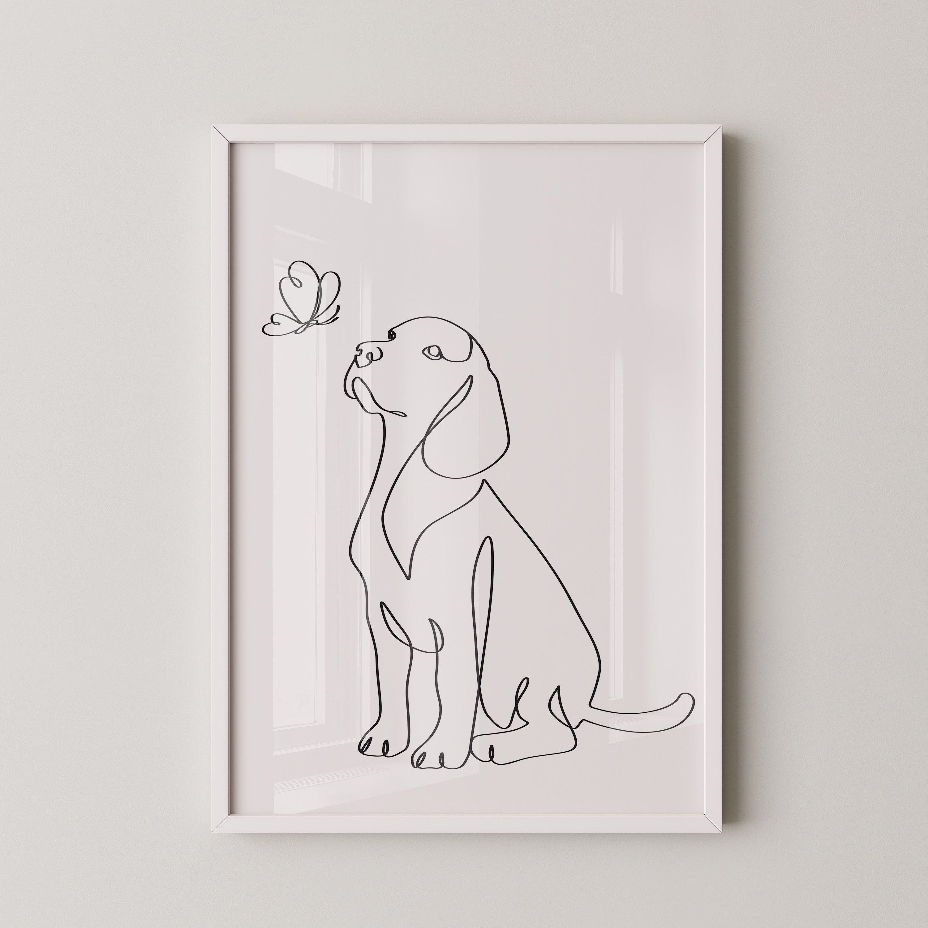 Hund Schmetterling Einlinienstil
