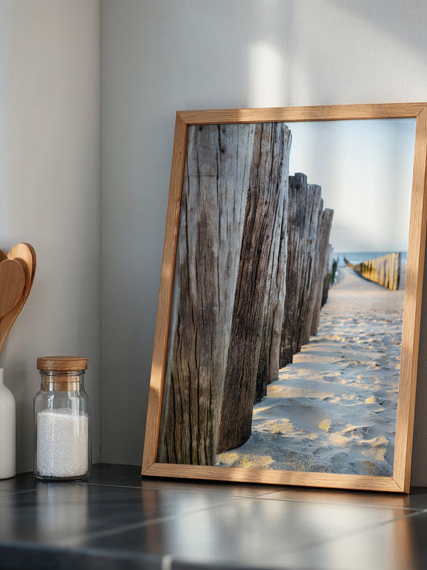 Holzpfeiler Strand Perspektive