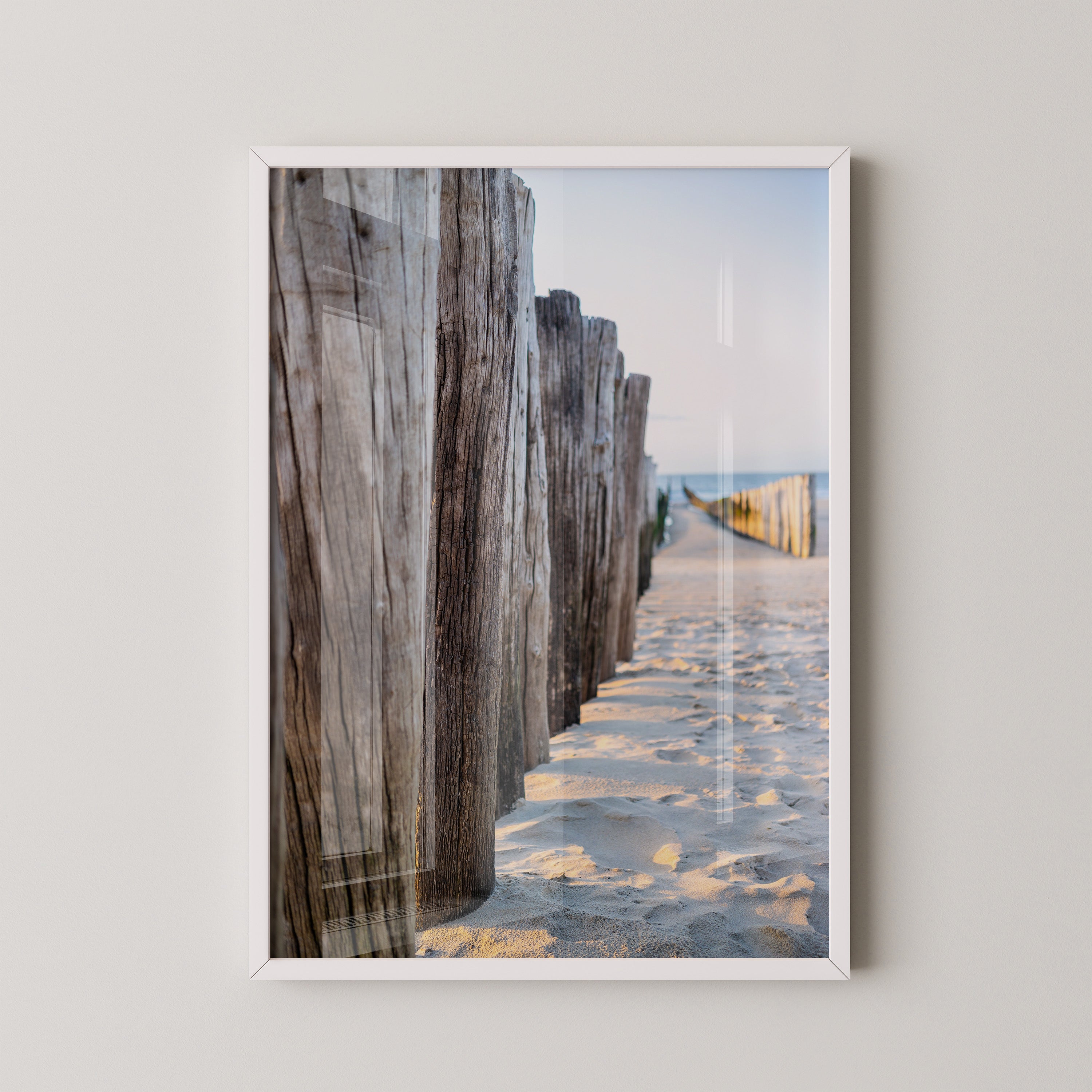 Holzpfeiler Strand Perspektive