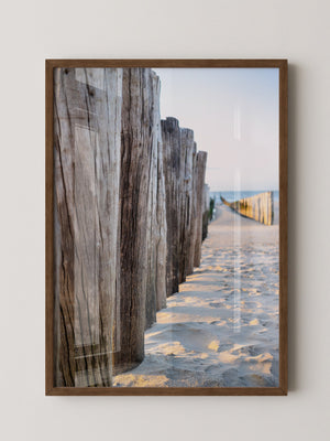 Holzpfeiler Strand Perspektive