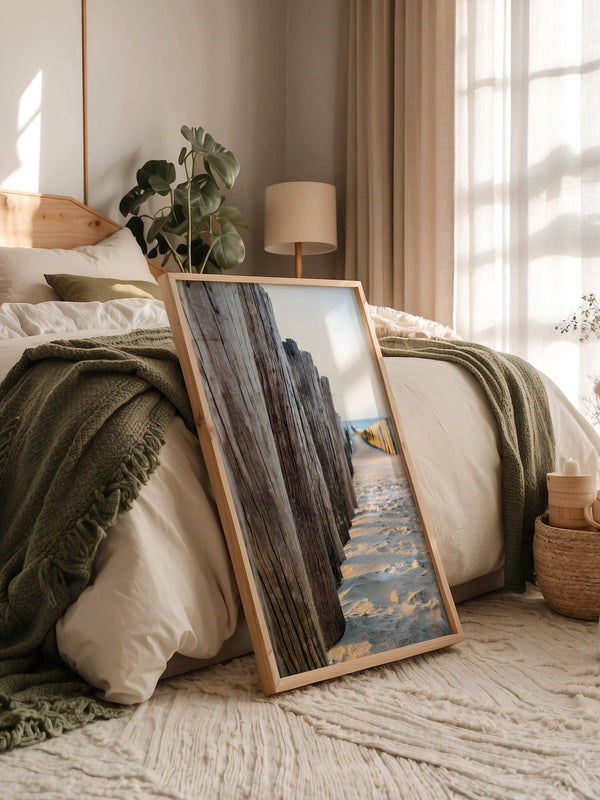 Holzpfeiler Strand Perspektive