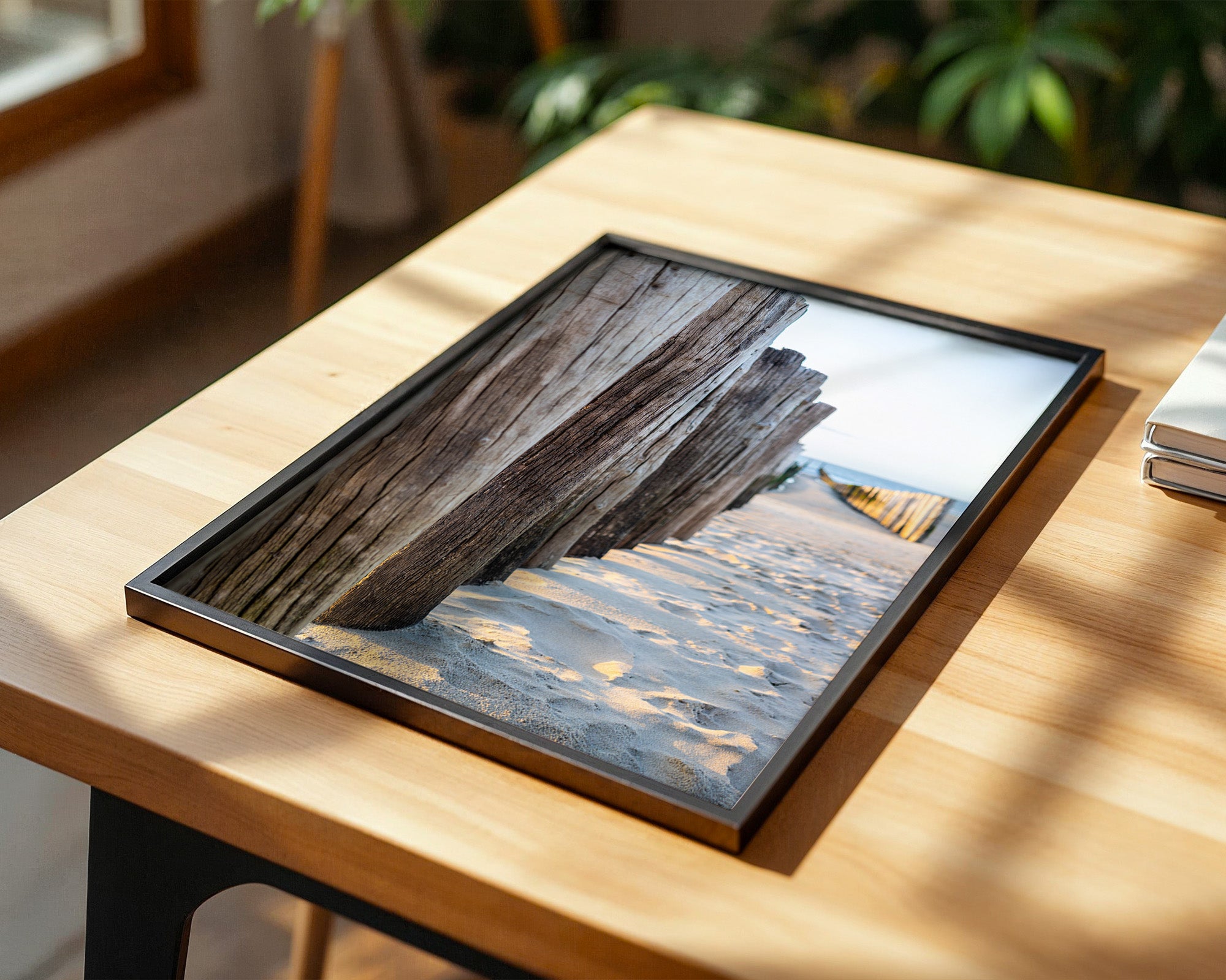 Holzpfeiler Strand Perspektive