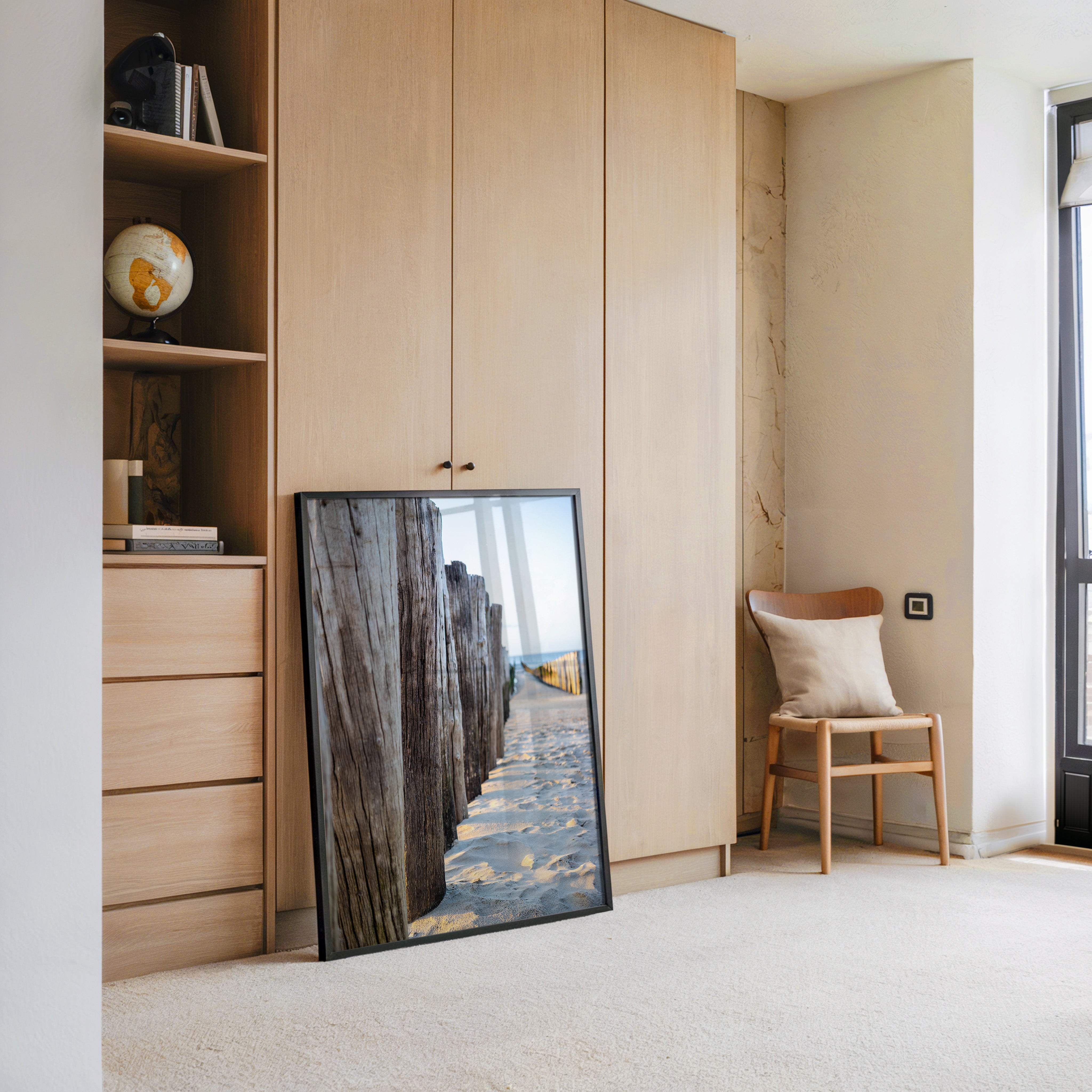 Holzpfeiler Strand Perspektive