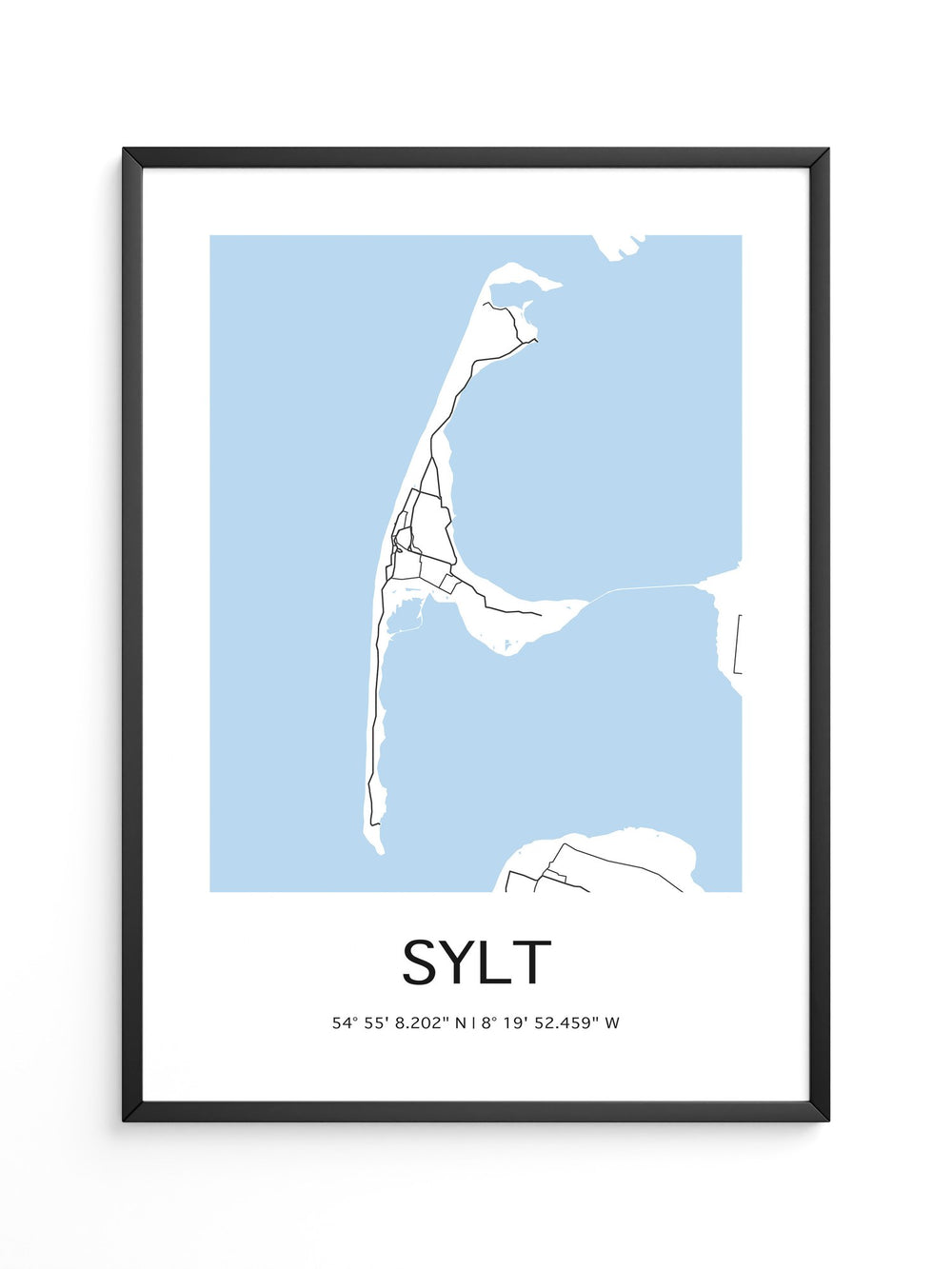 Sylt Karte – Minimalistische Wandkunst mit Koordinaten