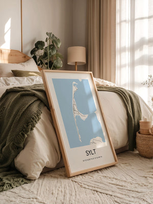 Sylt Karte – Minimalistische Wandkunst mit Koordinaten