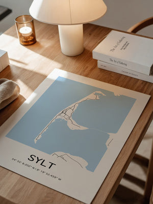 Sylt Karte – Minimalistische Wandkunst mit Koordinaten