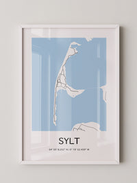 Sylt Karte – Minimalistische Wandkunst mit Koordinaten