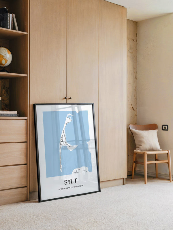 Sylt Karte – Minimalistische Wandkunst mit Koordinaten