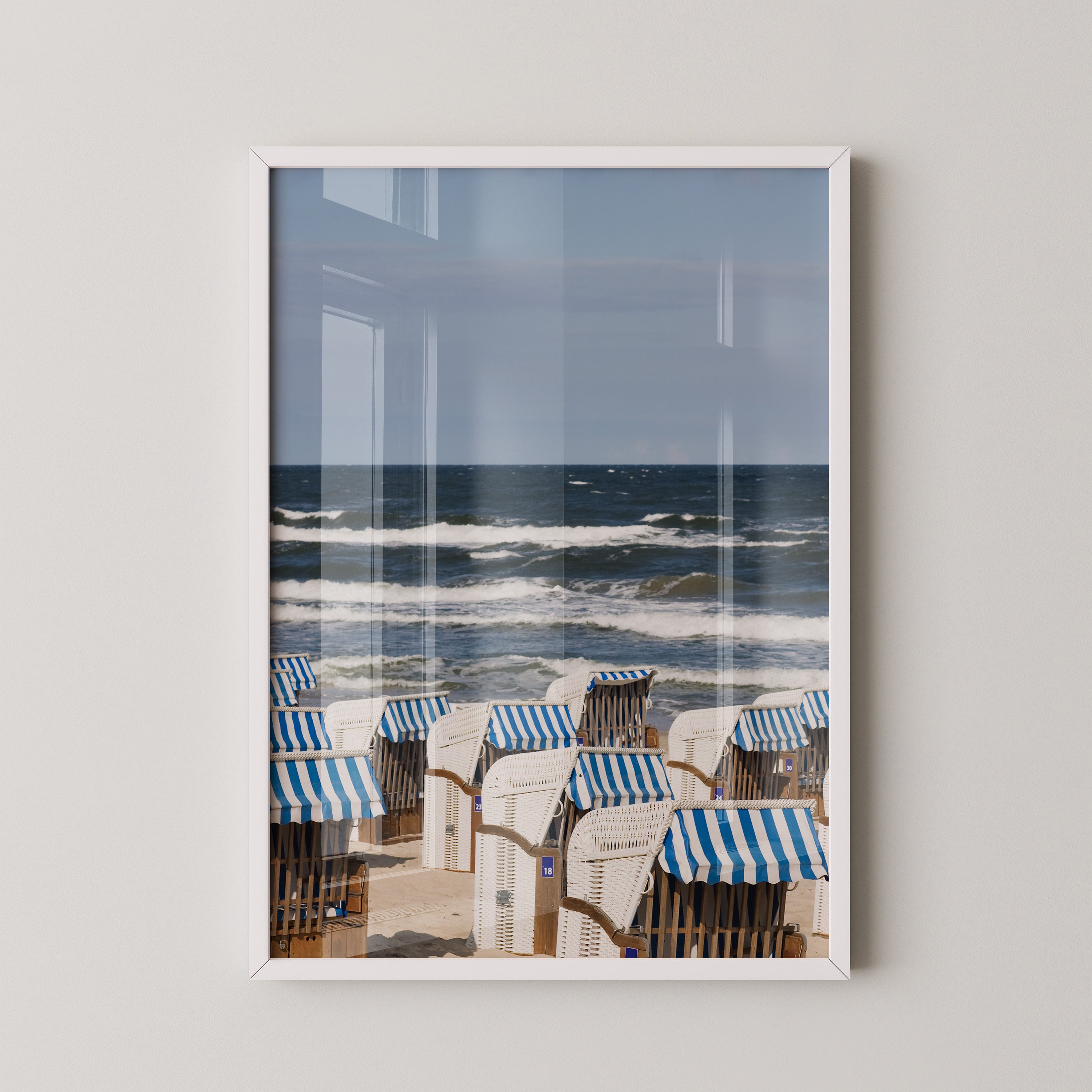 Strandkörbe Meer Blau Weiß