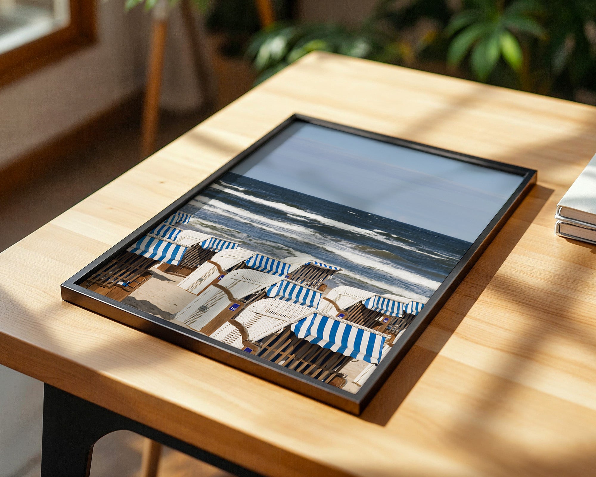 Strandkörbe Meer Blau Weiß