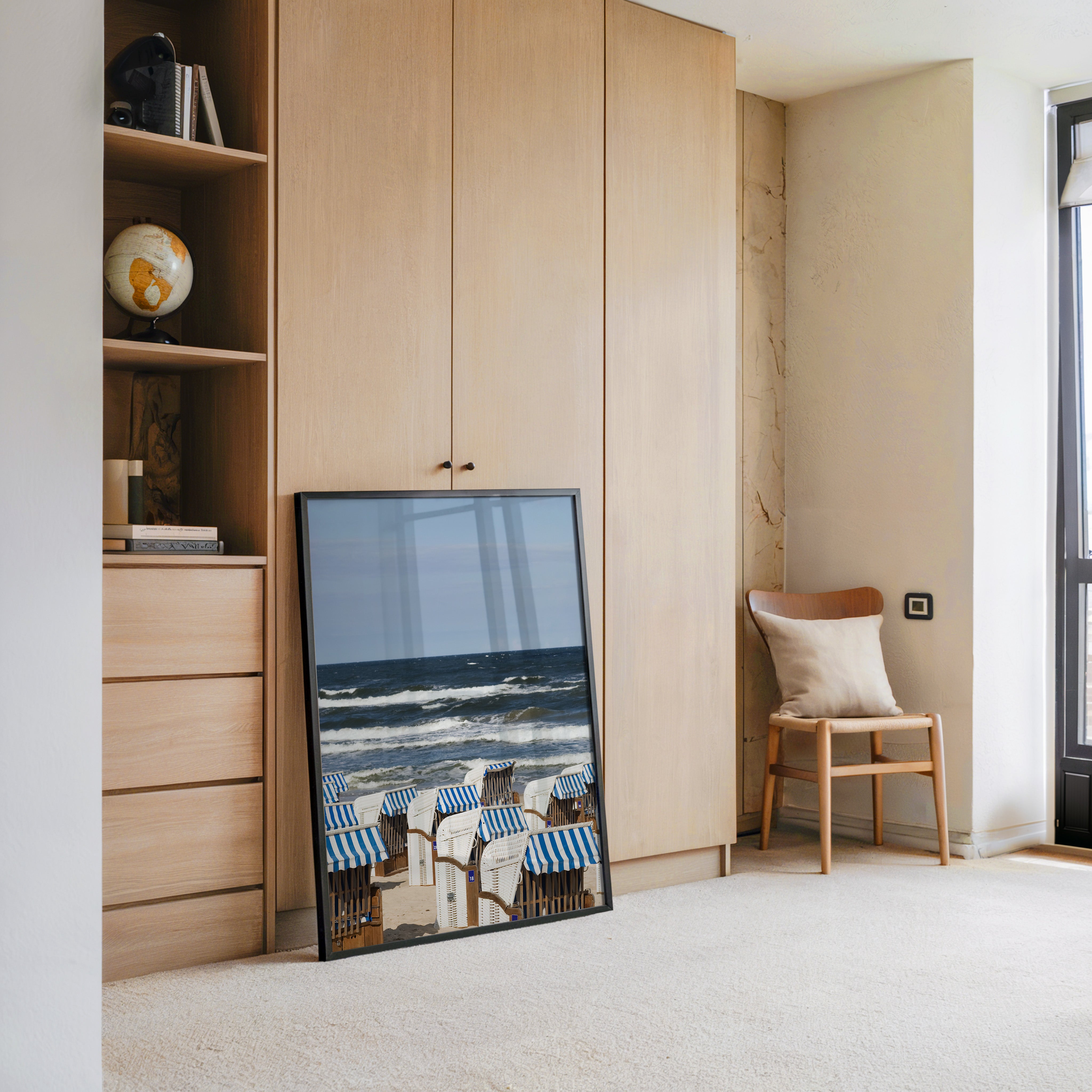 Strandkörbe Meer Blau Weiß