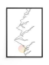 Berge Sonnenaufgang Linienkunst