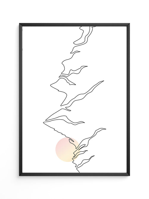 Berge Sonnenaufgang Linienkunst