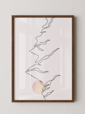 Berge Sonnenaufgang Linienkunst