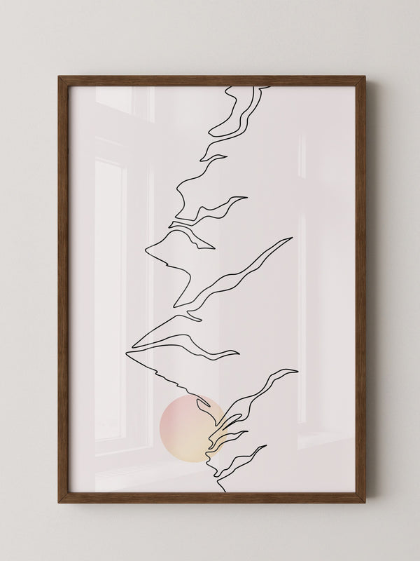 Berge Sonnenaufgang Linienkunst