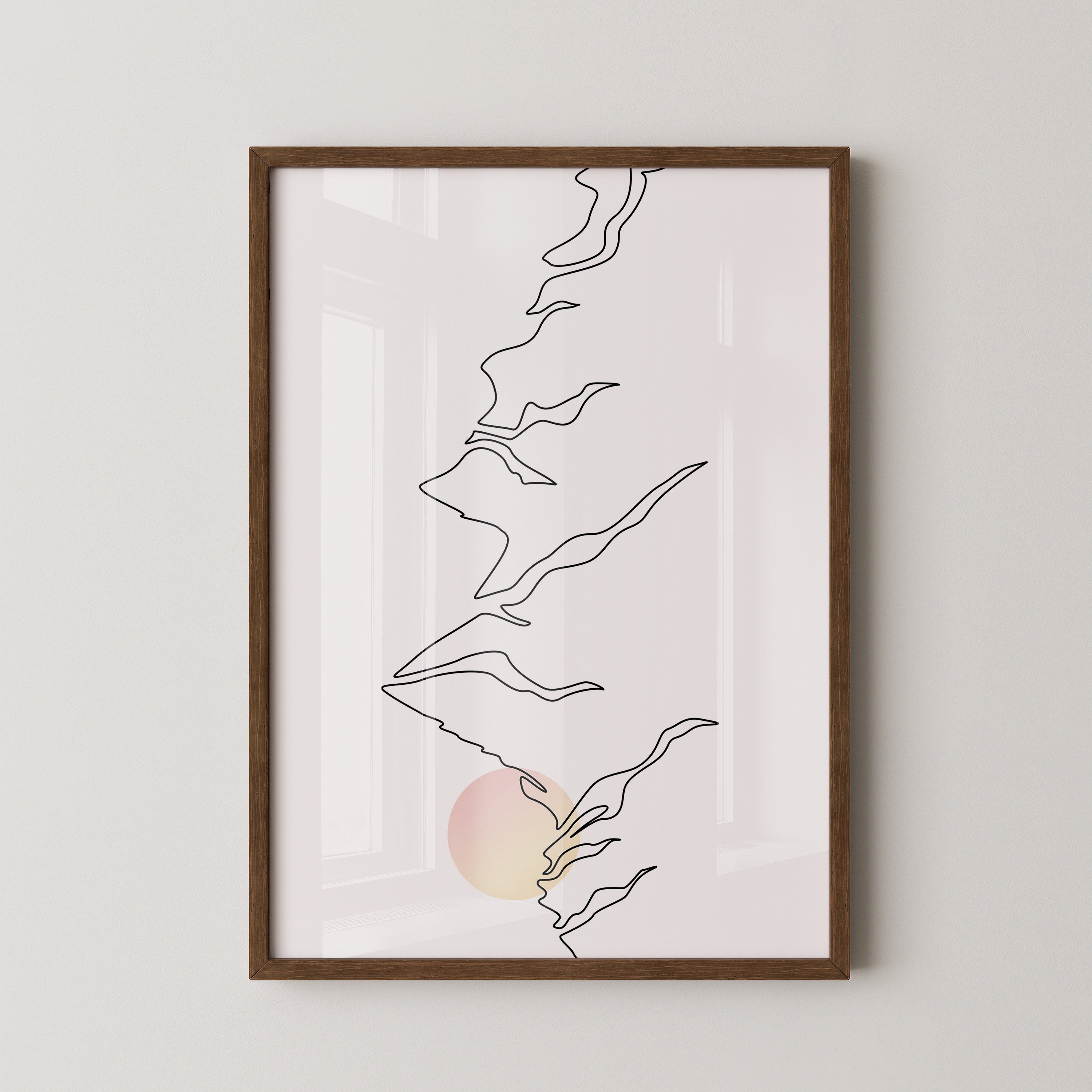 Berge Sonnenaufgang Linienkunst