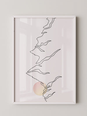 Berge Sonnenaufgang Linienkunst