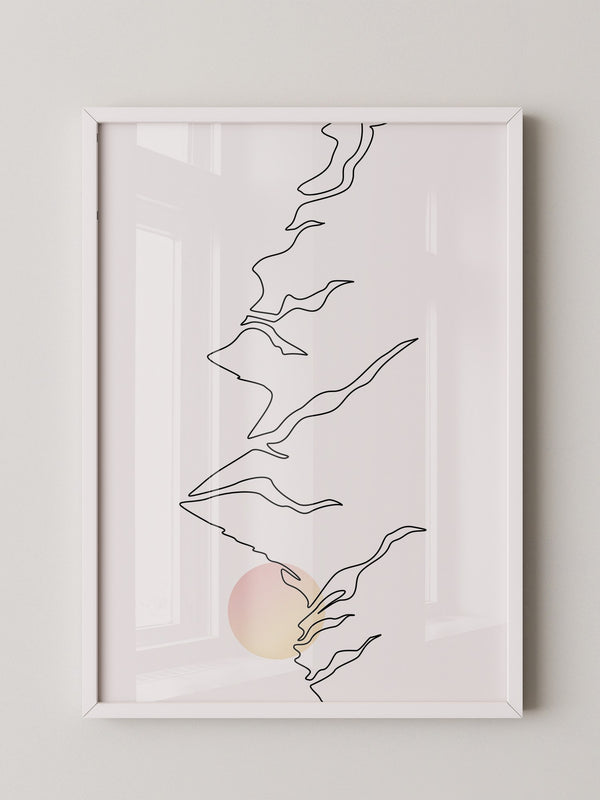 Berge Sonnenaufgang Linienkunst