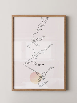 Berge Sonnenaufgang Linienkunst