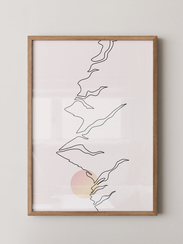 Berge Sonnenaufgang Linienkunst