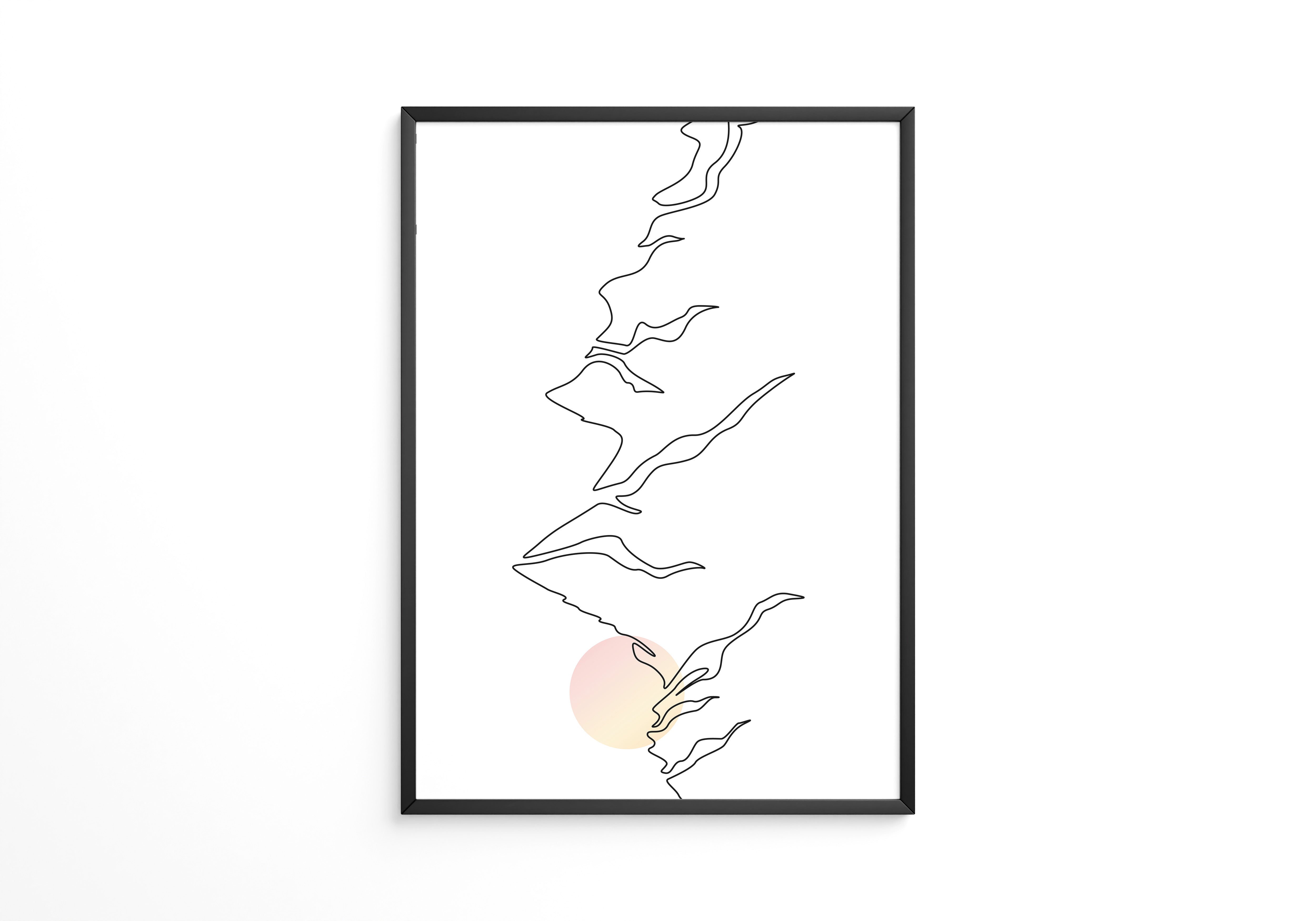 Berge Sonnenaufgang Linienkunst