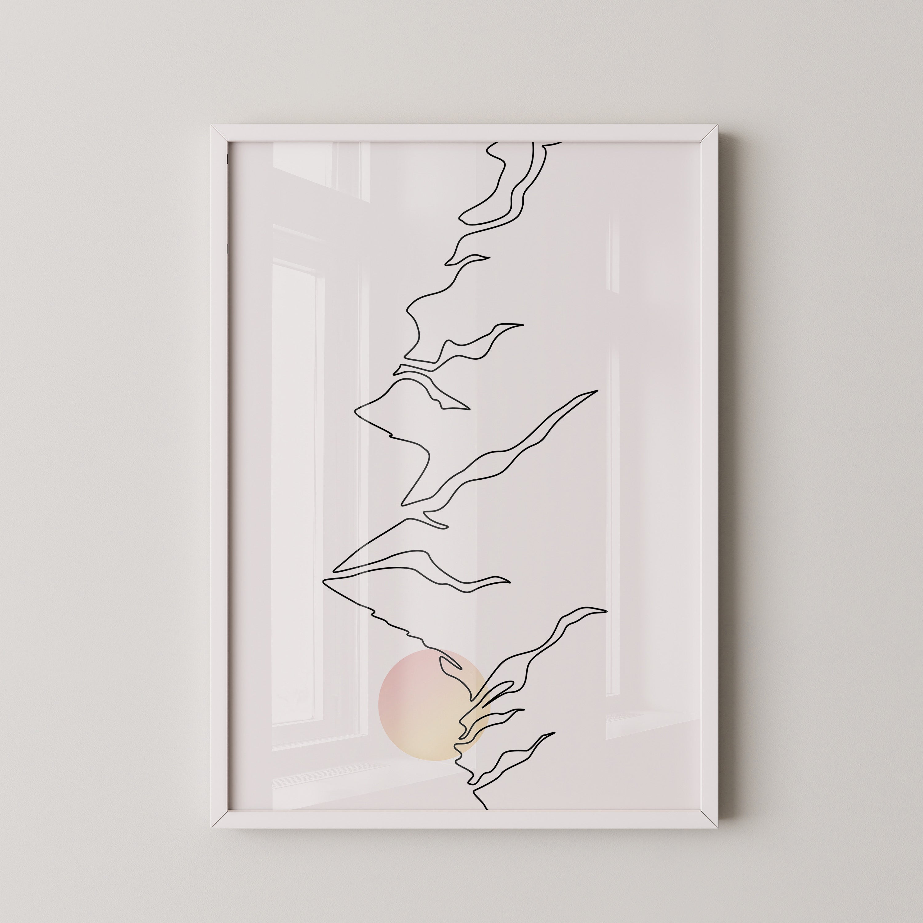 Berge Sonnenaufgang Linienkunst