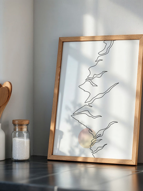 Berge Sonnenaufgang Linienkunst