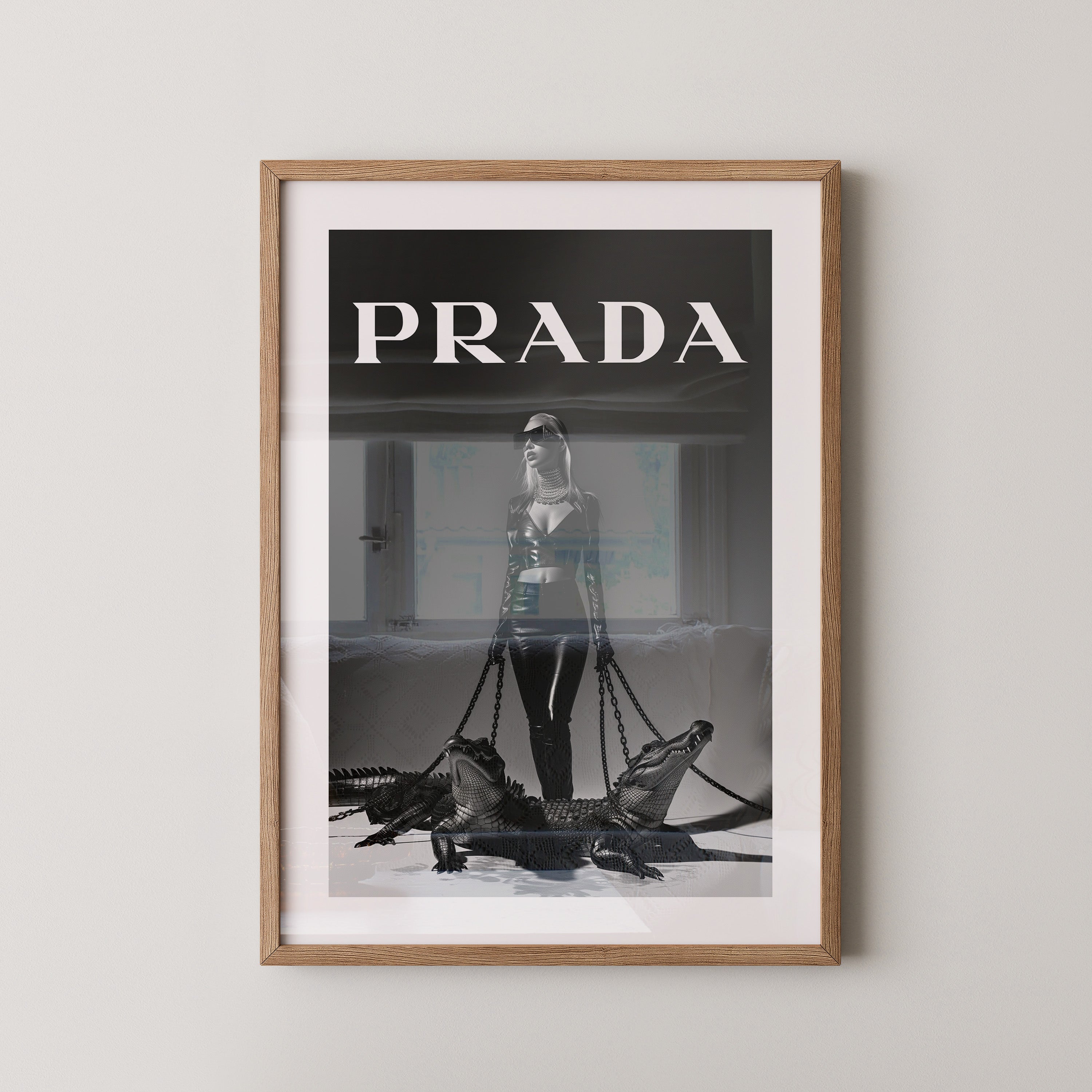 Frau Krokodil schwarzweiß