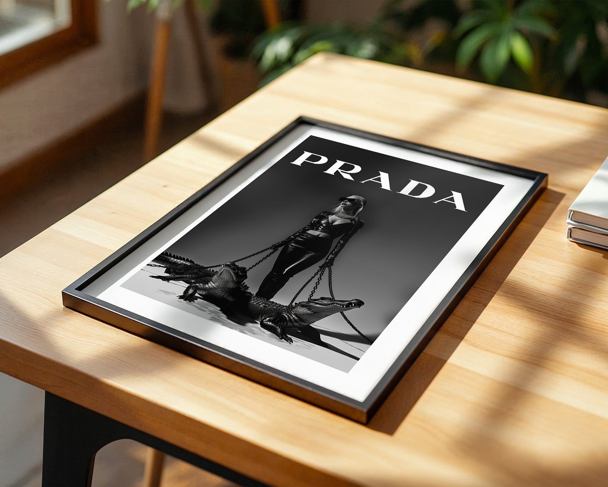 Frau Krokodil schwarzweiß