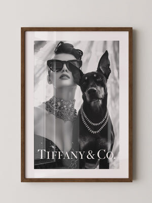Frau Hund Schwarzweiß Glamour