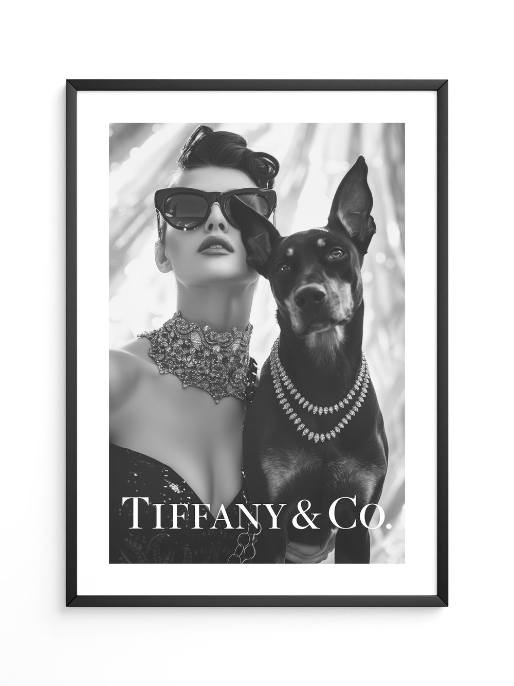 Frau Hund Schwarzweiß Glamour