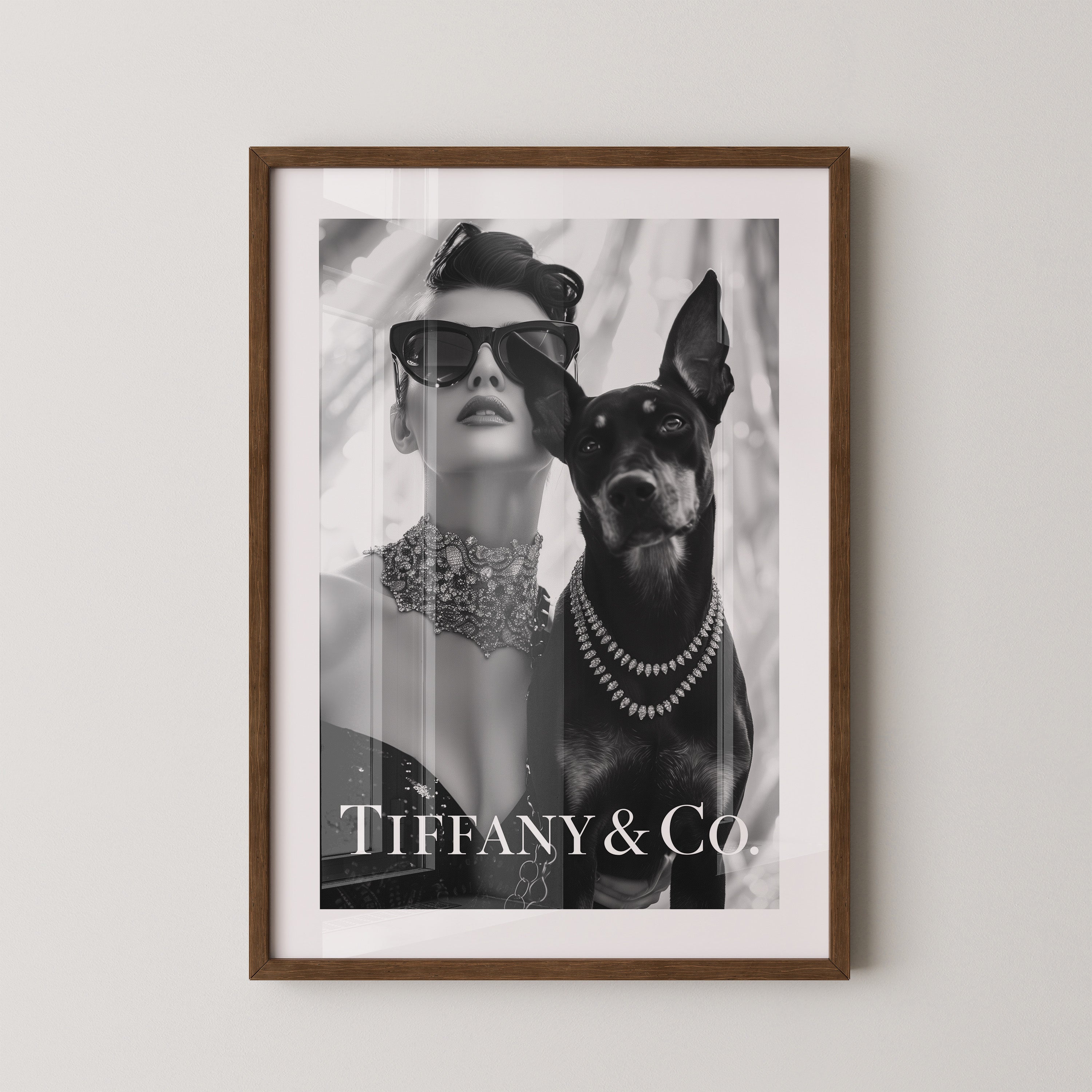 Frau Hund Schwarzweiß Glamour