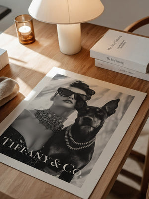 Frau Hund Schwarzweiß Glamour