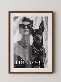 Frau Hund Schwarzweiß Glamour