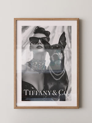 Frau Hund Schwarzweiß Glamour