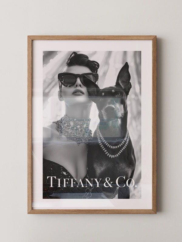 Frau Hund Schwarzweiß Glamour