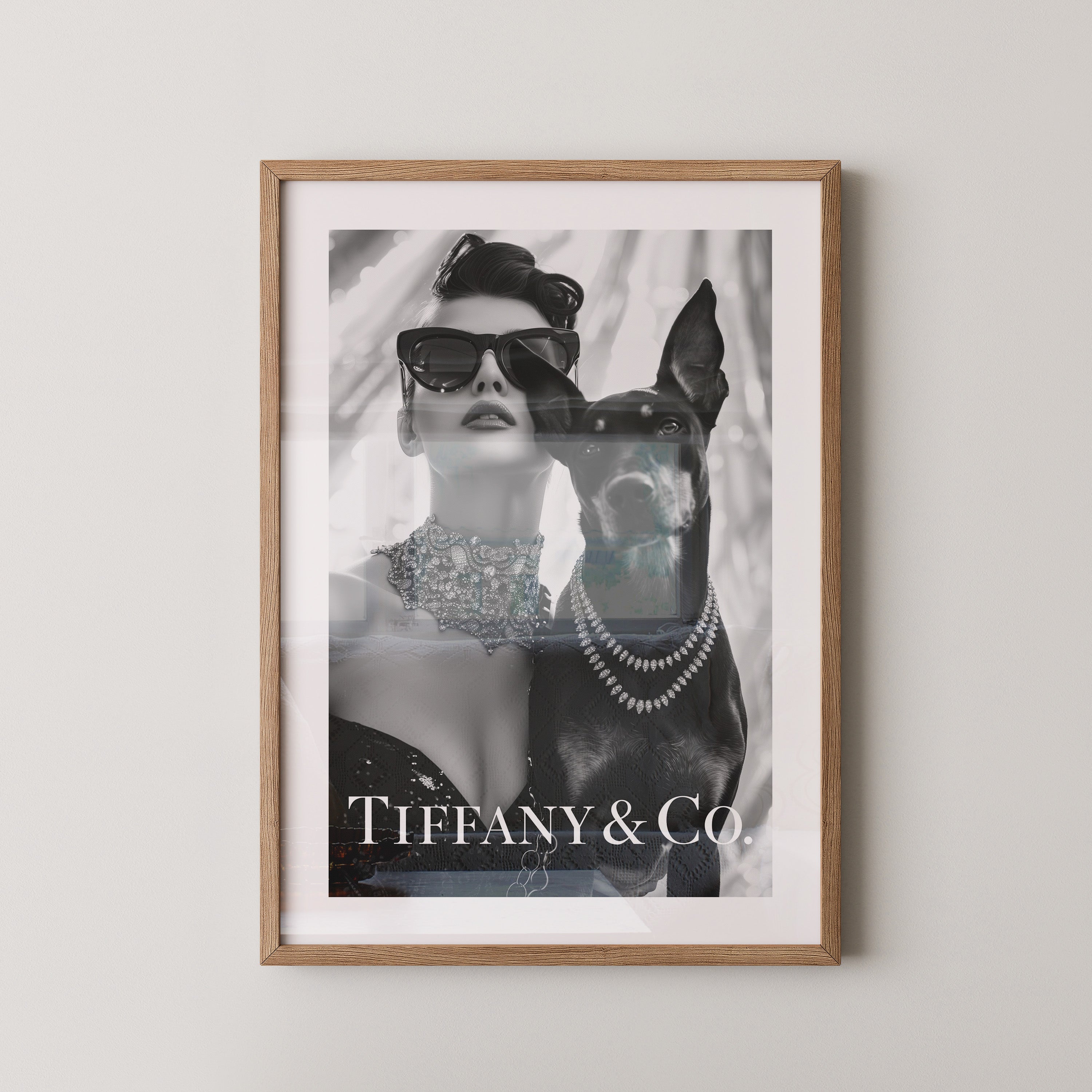 Frau Hund Schwarzweiß Glamour