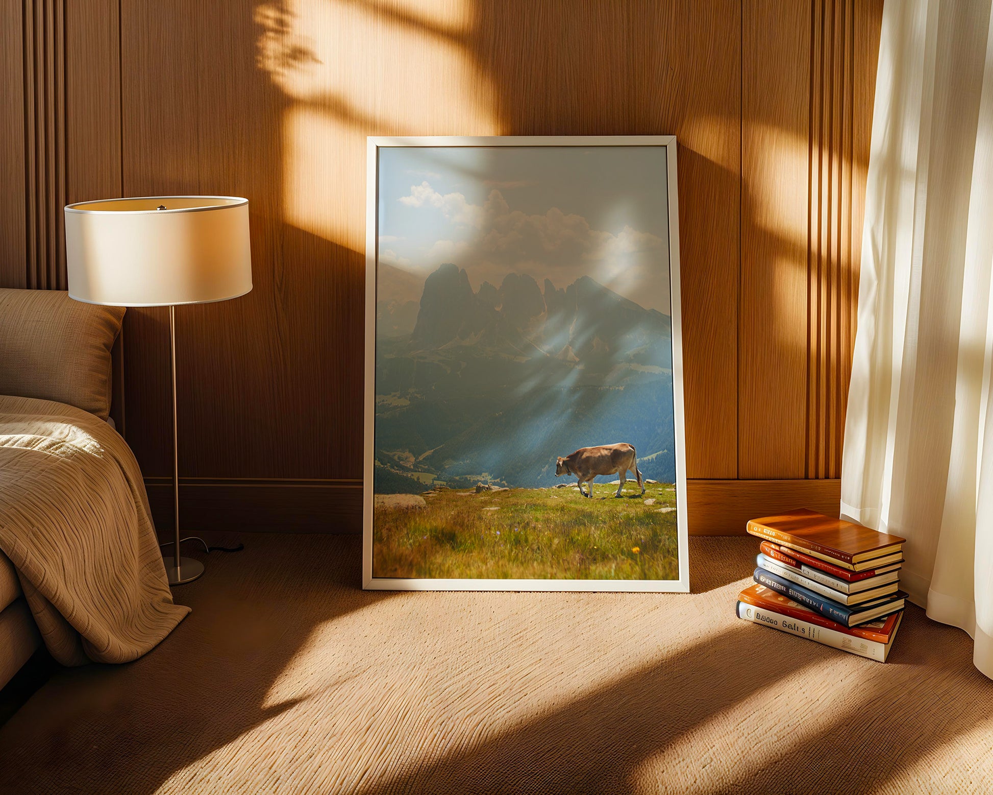 Kuh Berglandschaft pastell