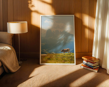 Kuh Berglandschaft pastell