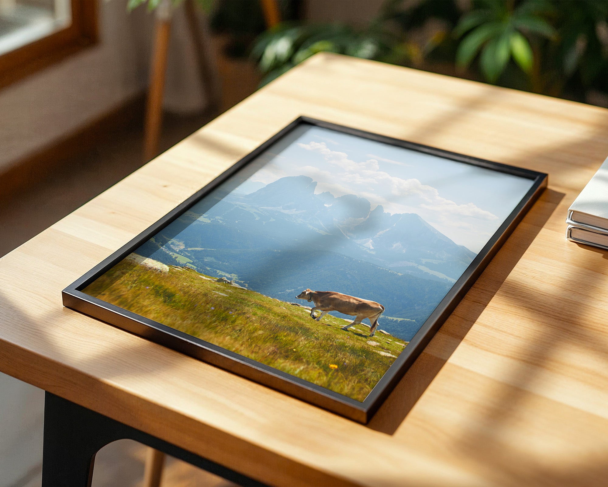 Kuh Berglandschaft pastell