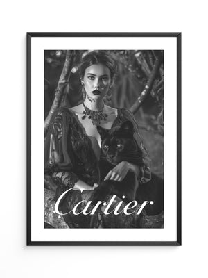 Dame mit Panther Schwarzweiß