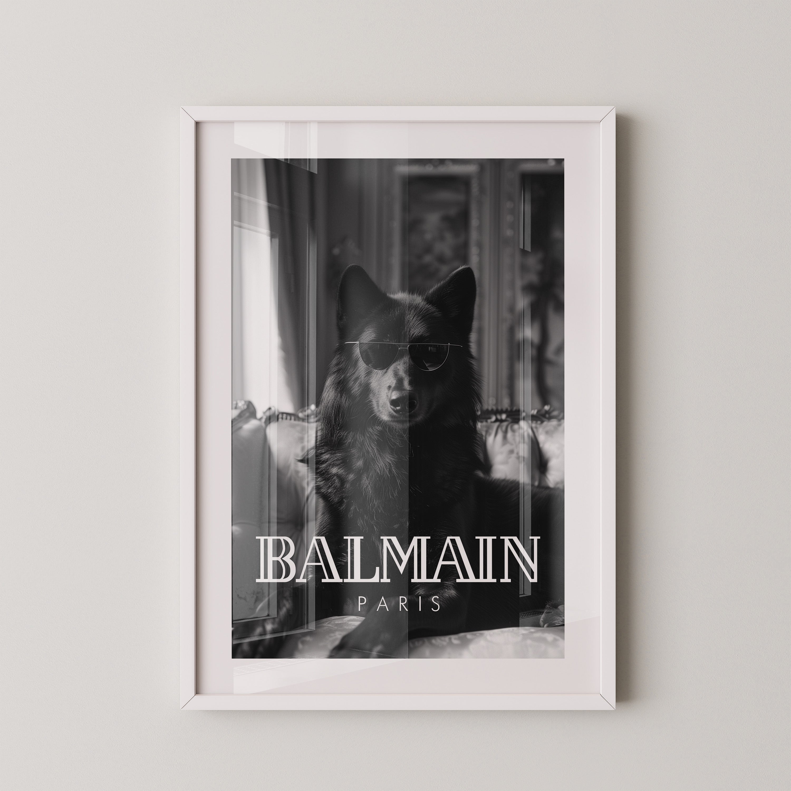 Hund Sonnenbrille Schwarzweiß