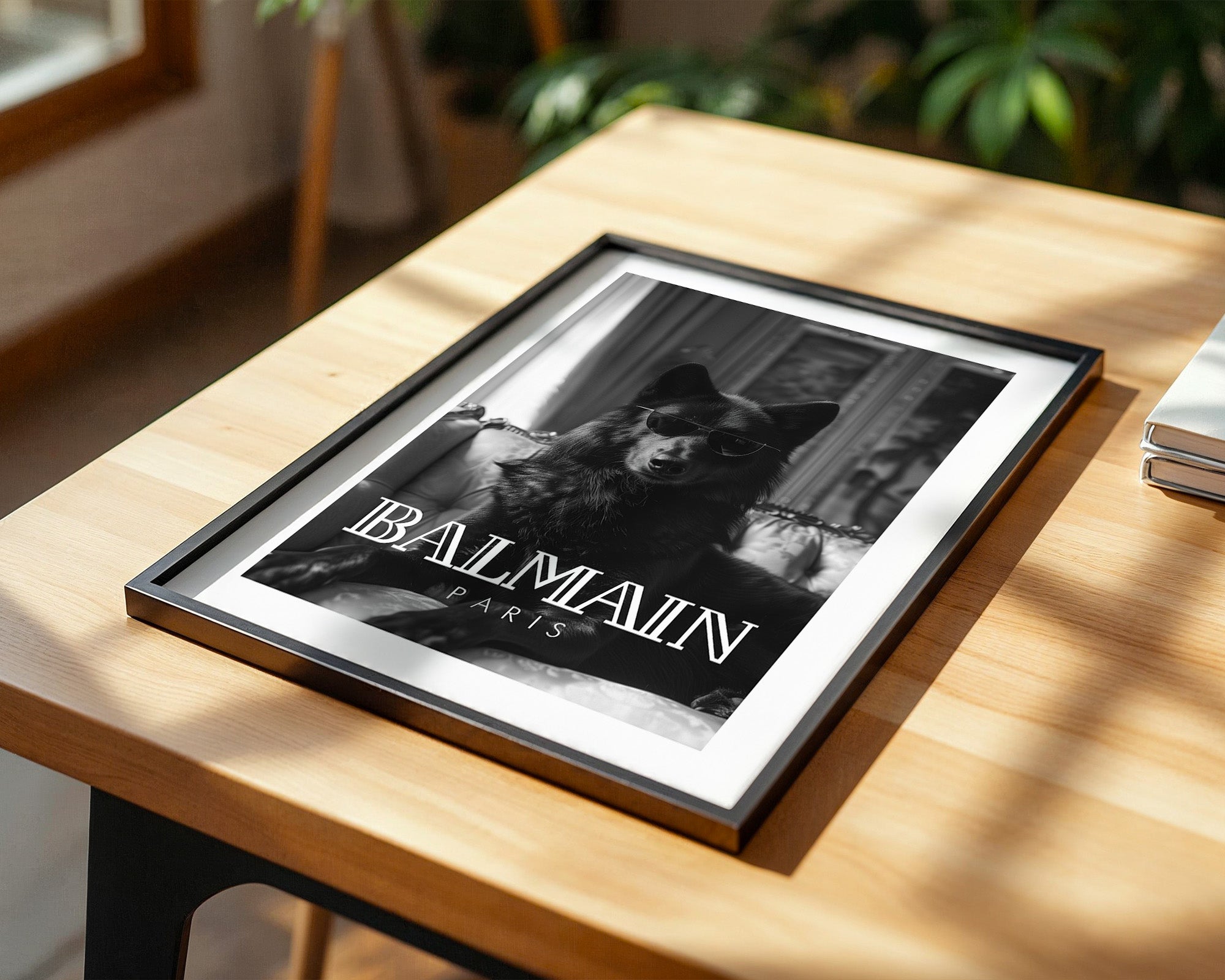 Hund Sonnenbrille Schwarzweiß