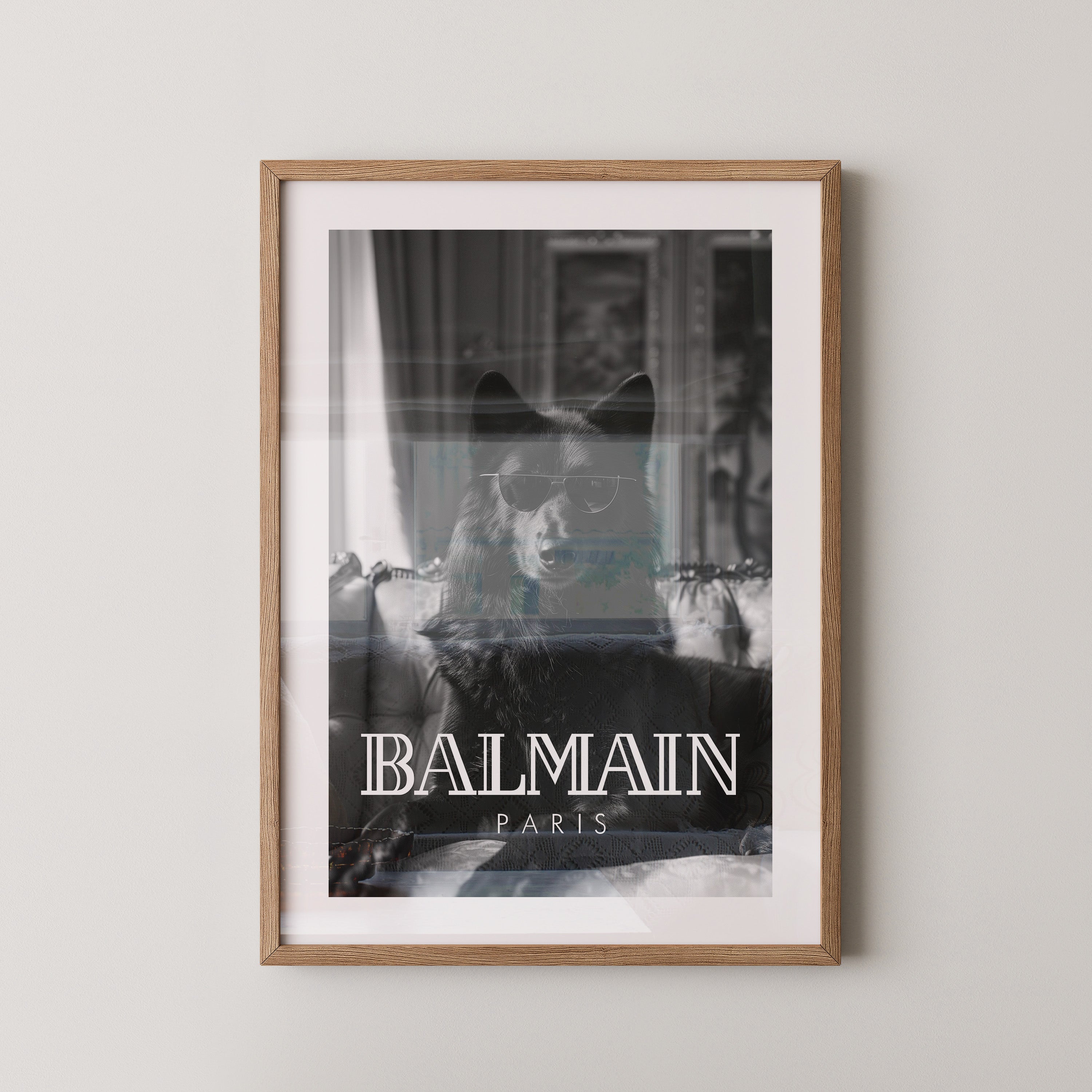 Hund Sonnenbrille Schwarzweiß