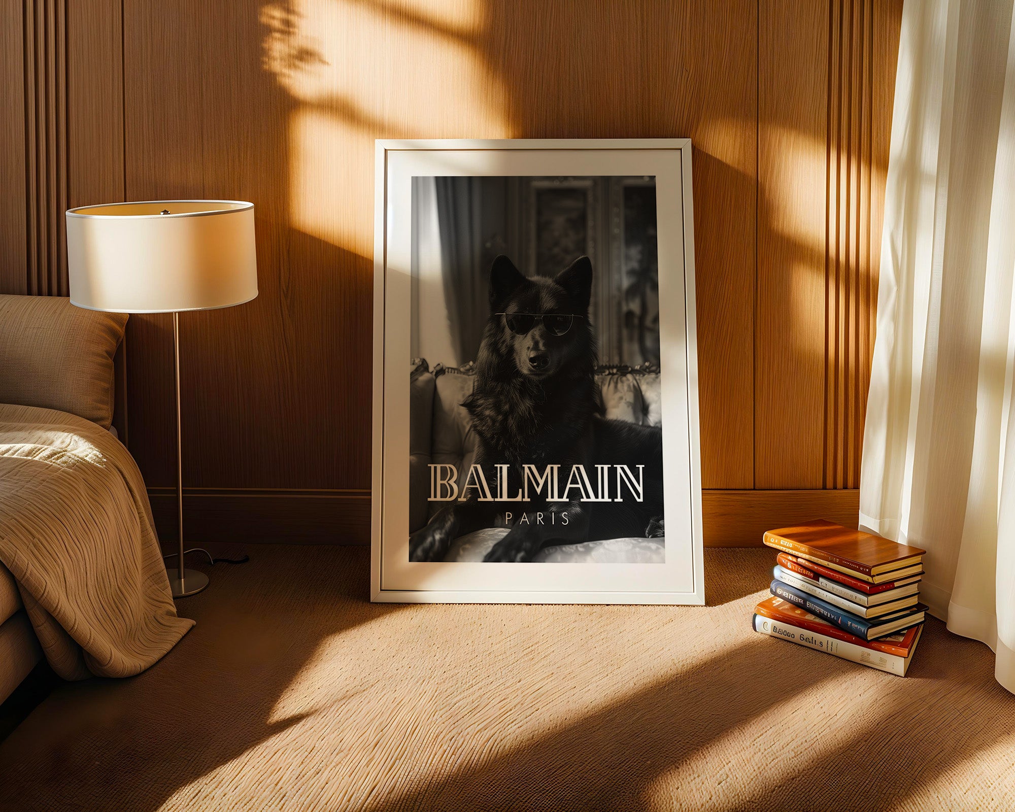 Hund Sonnenbrille Schwarzweiß