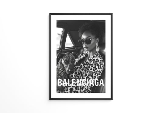 Hund im Auto Leopardenlook S/W