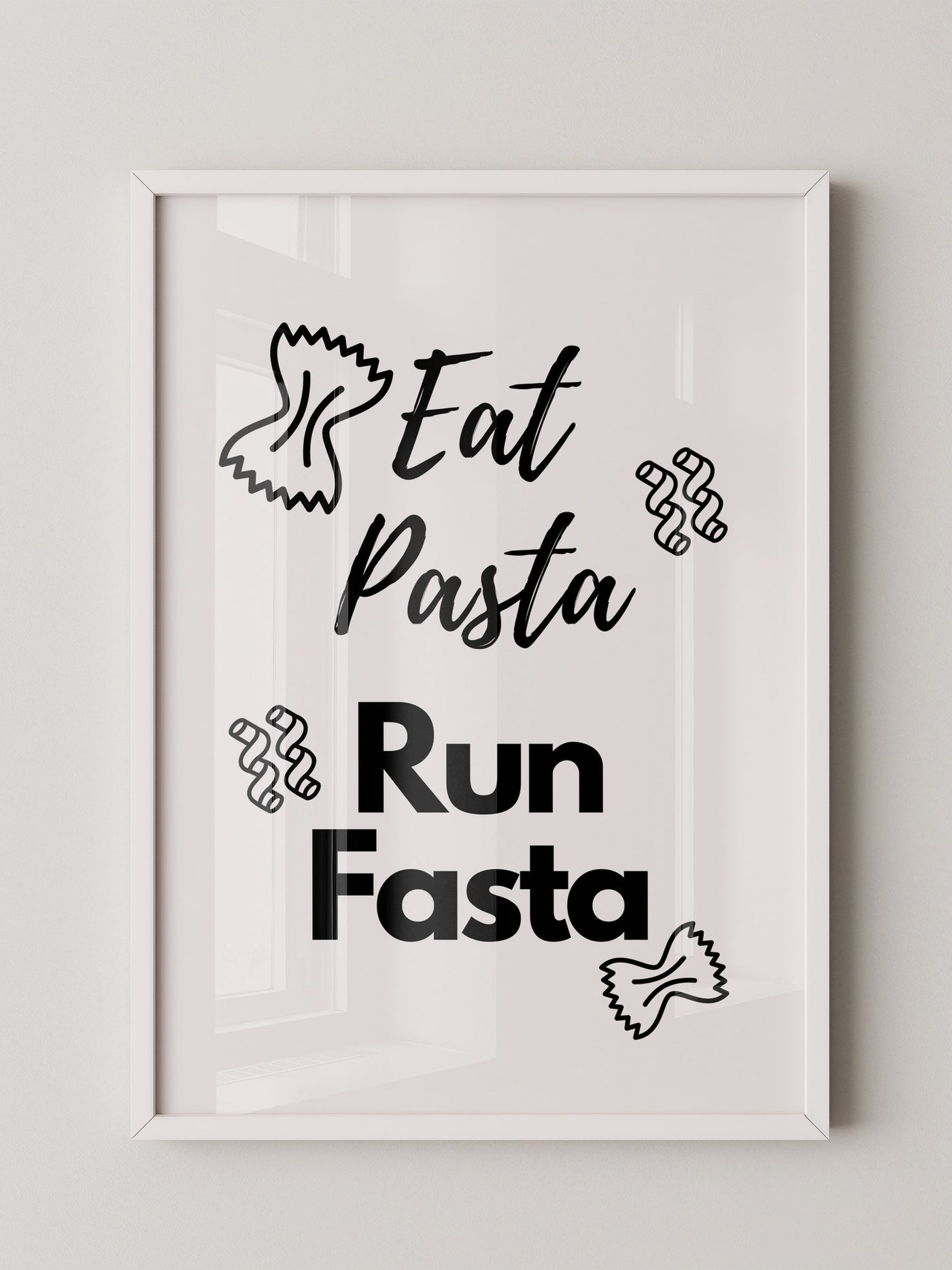 Nudelmotive Typografie Schwarzweiß